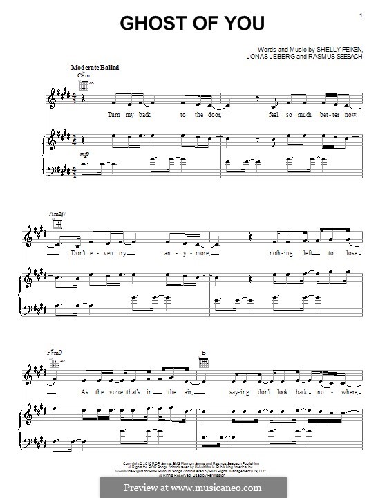 Ghost of You (Selena Gomez & The Scene): Para vocais e piano (ou Guitarra) by Jonas Jeberg, Rasmus Seebach, Shelly Peiken