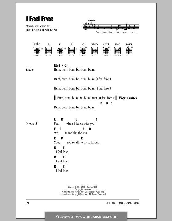 I Feel Free (Cream): Letras e Acordes by Jack Bruce, Pete Brown