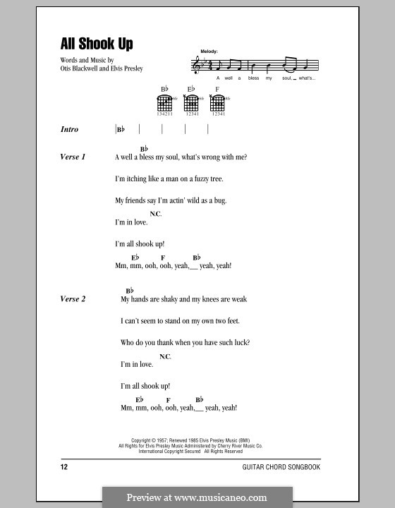 All Shook Up: Letras e Acordes (com caixa de acordes) by Elvis Presley, Otis Blackwell