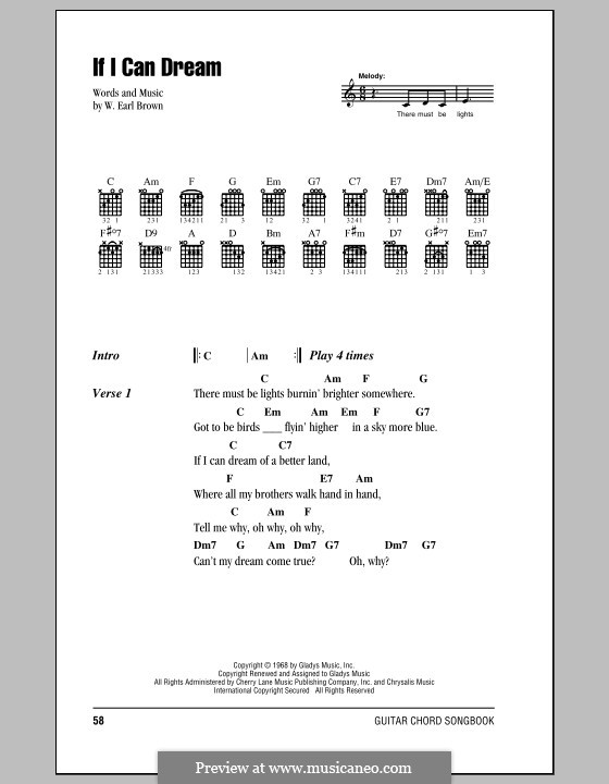 If I Can Dream (Elvis Presley): Letras e Acordes (com caixa de acordes) by W. Earl Brown