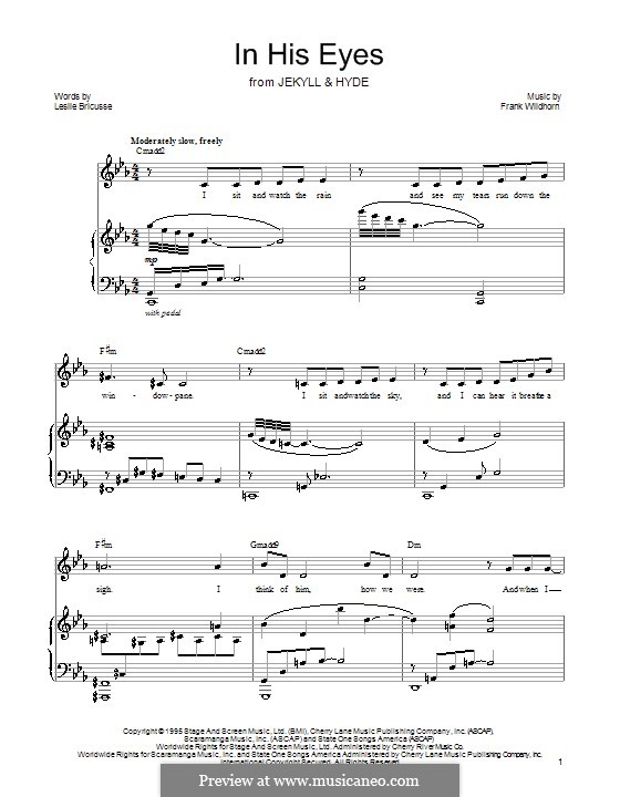 In His Eyes (from Jekyll & Hyde): Para vocais e piano by Frank Wildhorn