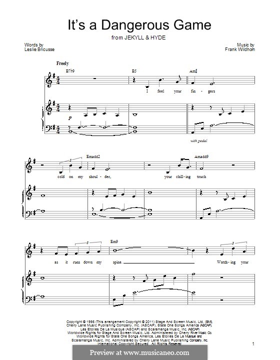 It's A Dangerous Game (from Jekyll & Hyde): Para vocais e piano by Frank Wildhorn