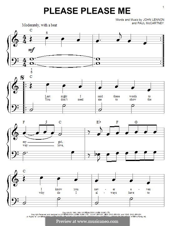 Please Please Me (The Beatles): para piano (versão facil) by John Lennon, Paul McCartney