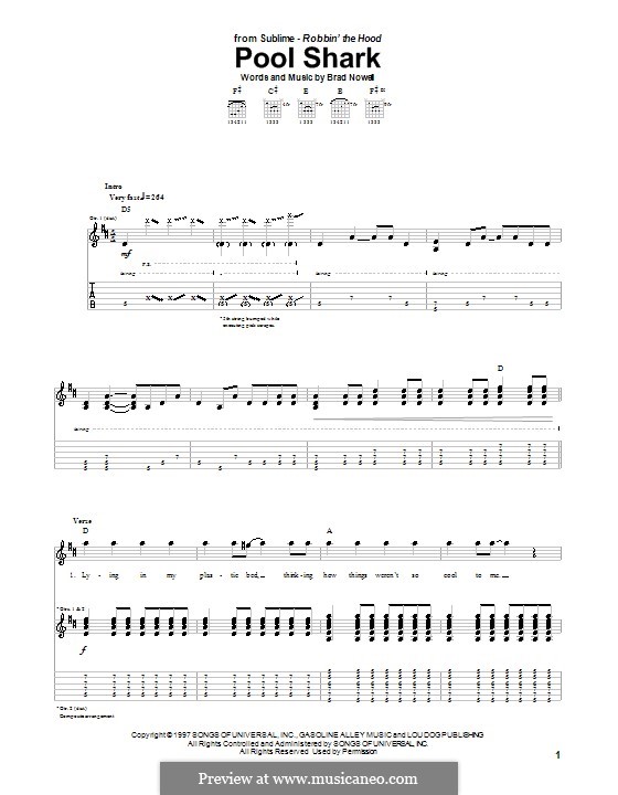 Pool Shark (Sublime): For guiatr with tab by Brad Nowell