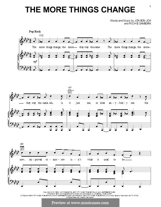 The More Things Change (Bon Jovi): Para vocais e piano (ou Guitarra) by Jon Bon Jovi, Richie Sambora
