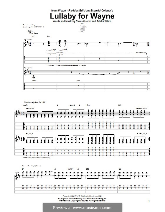 Lullaby for Wayne (Weezer): Para guitarra com guia by Patrick Wilson, Rivers Cuomo