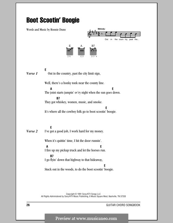 Boot Scootin' Boogie (Brooks & Dunn): Letras e Acordes (com caixa de acordes) by Ronnie Dunn