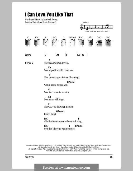 I Can Love You Like Thatr (All-4-One): Letras e Acordes (com caixa de acordes) by Jennifer Kimball, Maribeth Derry, Steven Diamond