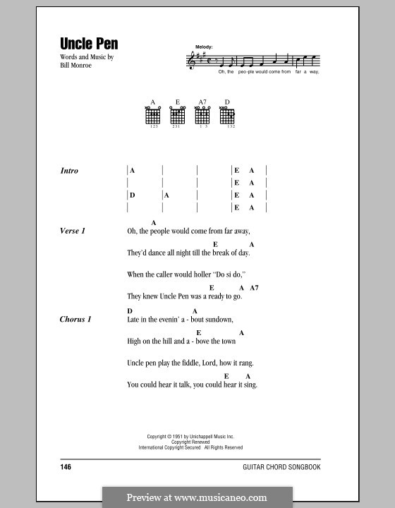 Uncle Pen: Letras e Acordes by Bill Monroe