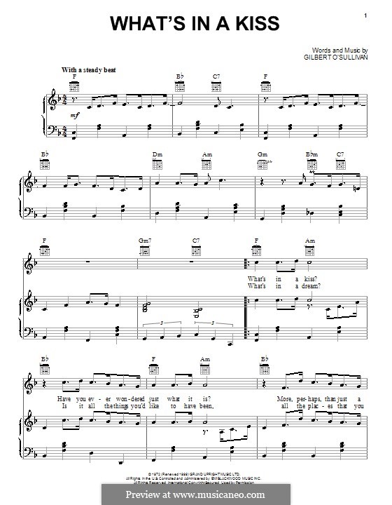 What's in a Kiss: Para vocais e piano (ou Guitarra) by Gilbert O'Sullivan
