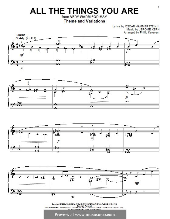 Piano version: tema e variações by Jerome Kern