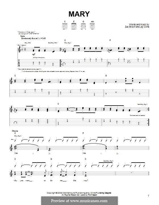 Mary (Zac Brown Band): Para guitarra (versão facil) by J Cline, Zac Brown