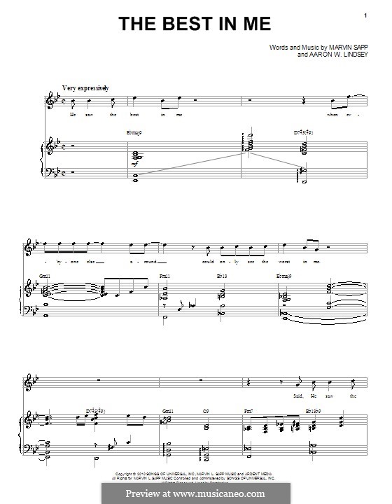 The Best in Me (Marvin Sapp): Para vocais e piano by Aaron W. Lindsey