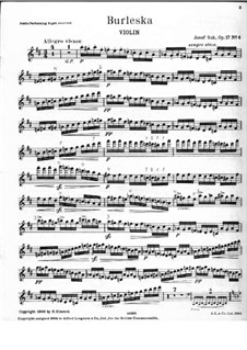 Four Pieces for Violin and Piano, Op.17: No.4 Burlesque – solo part by Josef Suk