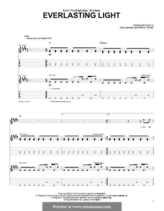 Everlasting Light (The Black Keys): Para guitarra com guia by Daniel Auerbach, Patrick Carney