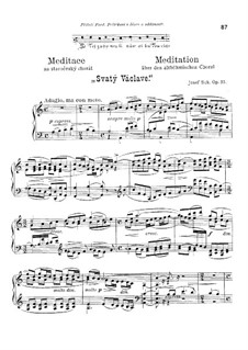 Meditation on the Old Czech Chorale 'St. Wenceslas', Op.35: Para Piano by Josef Suk