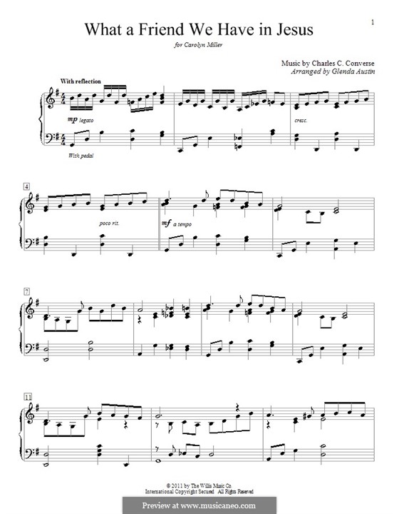 What a Friend We Have in Jesus (Printable): Para Piano by Charles Crozat Converse
