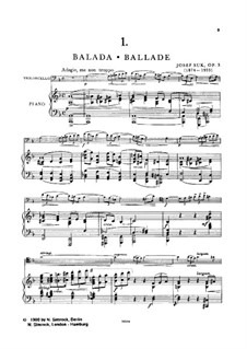 Ballade and Serenade for Cello and Piano, Op.3: Ballade and Serenade for Cello and Piano by Josef Suk