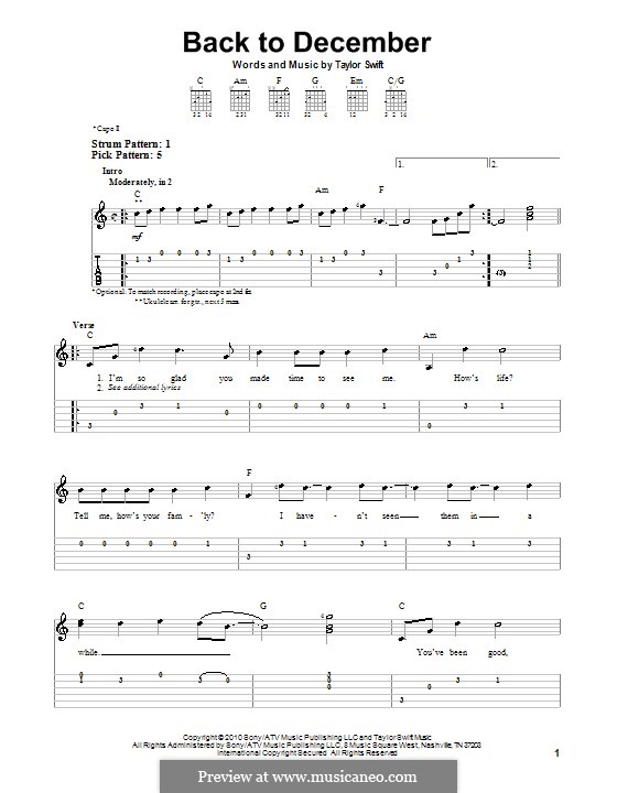 Back to December: Para guitarra (versão facil) by Taylor Swift