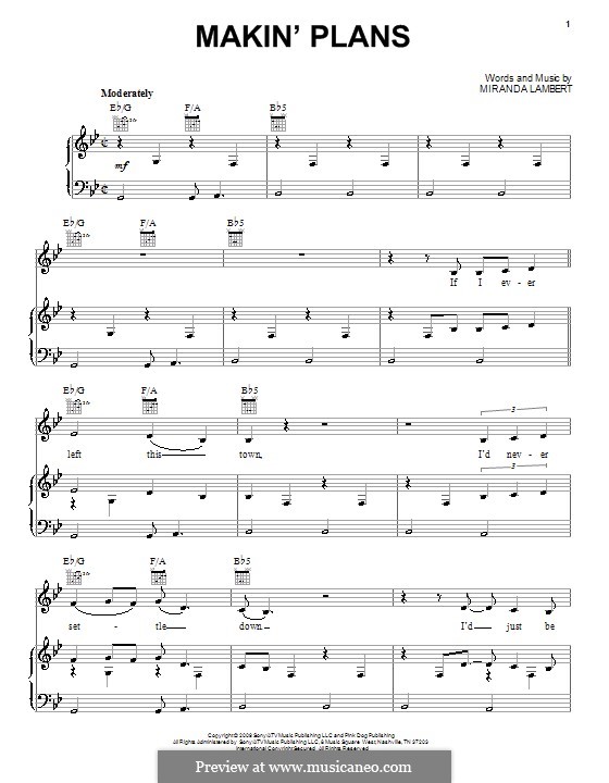 Makin' Plans: Para vocais e piano (ou Guitarra) by Miranda Lambert