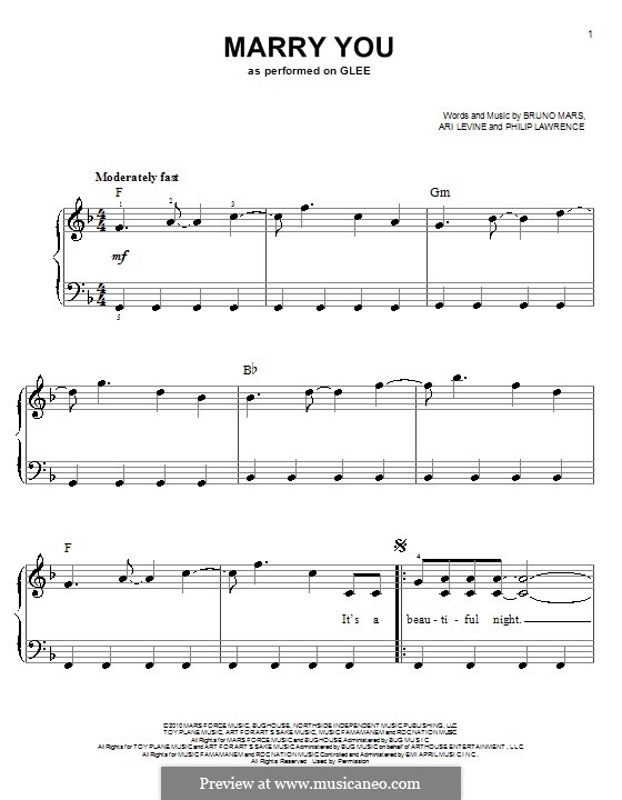 Marry You: Facil para o piano by Ari Levine, Bruno Mars, Philip Lawrence