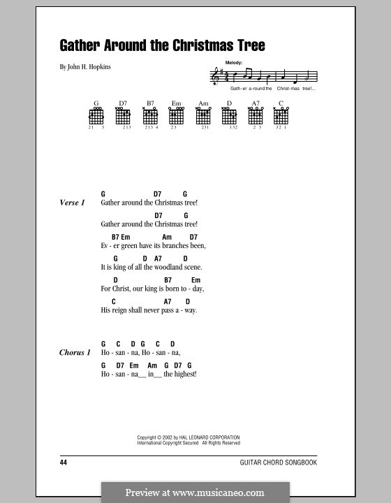 Gather Around the Christmas Tree: Letras e Acordes (com caixa de acordes) by John H. Hopkins Jr.