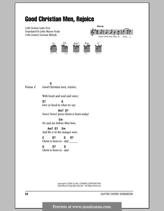 Good Christian Men, Rejoice: Letras e Acordes (com caixa de acordes) by folklore