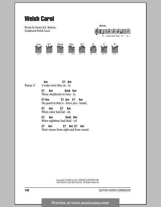 Welsh Carol: Letras e Acordes (com caixa de acordes) by folklore