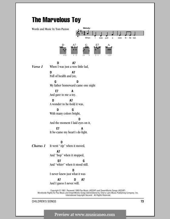 The Marvelous Toy: Letras e Acordes by Tom Paxton