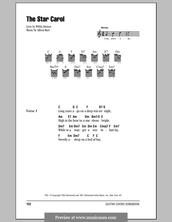The Star Carol: Letras e Acordes (com caixa de acordes) by Alfred Burt
