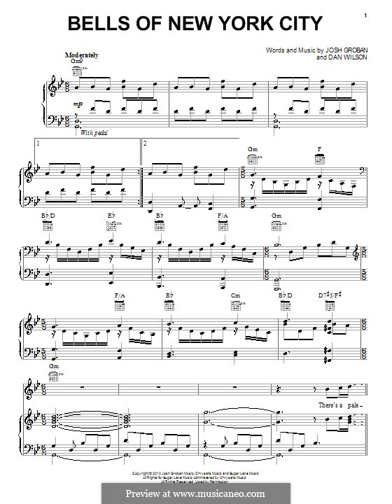 Bells of New York City: Para vocais e piano (ou Guitarra) by Daniel Wilson, Josh Groban