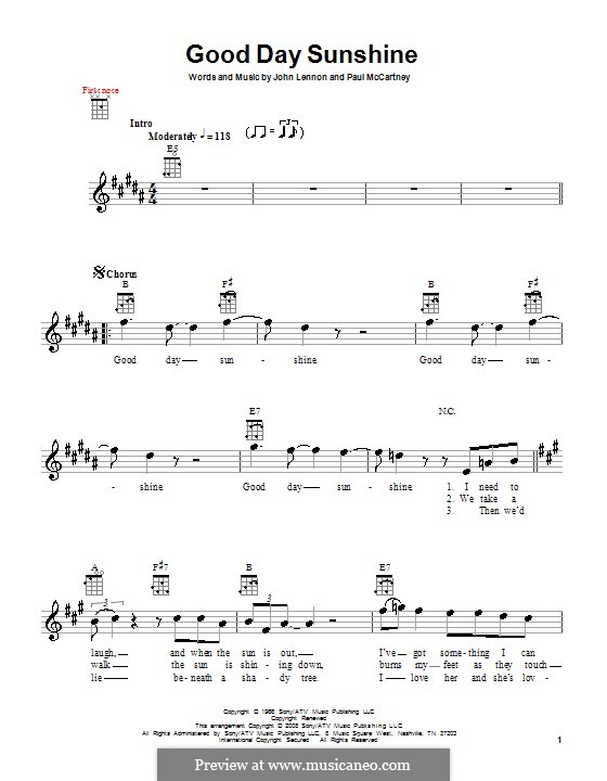 Good Day Sunshine (The Beatles): para ukulele by John Lennon, Paul McCartney