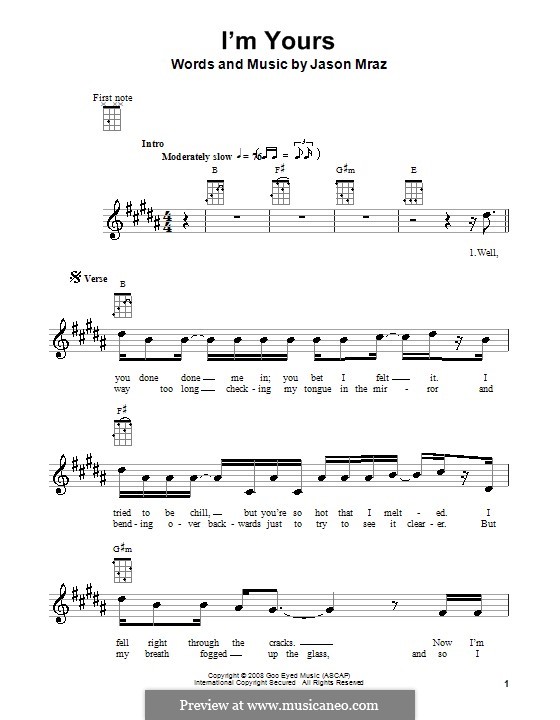 I'm Yours: para ukulele by Jason Mraz