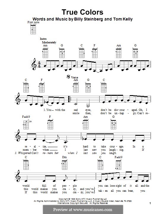 True Colors: para ukulele by Billy Steinberg, Tom Kelly