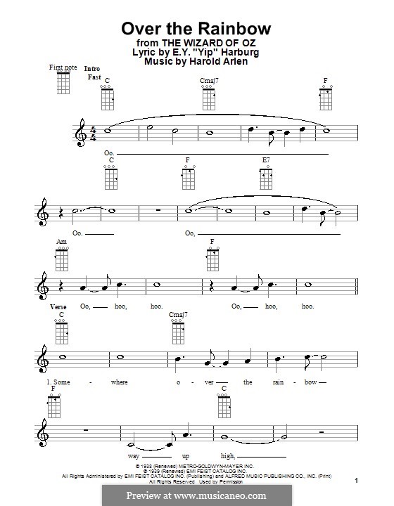 Over the Rainbow (from The Wizard of Oz): para ukulele by Harold Arlen