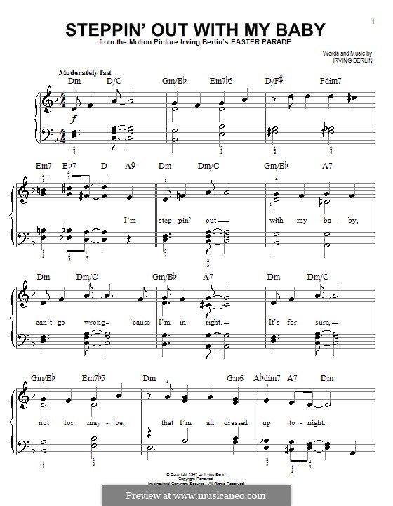 Steppin' Out with My Baby: Facil para o piano by Irving Berlin