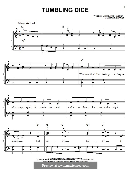 Tumbling Dice (The Rolling Stones): Facil para o piano by Keith Richards, Mick Jagger
