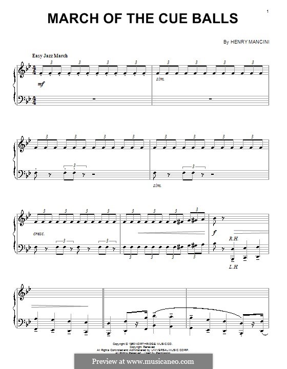 March of the Cue Balls: Para Piano by Henry Mancini