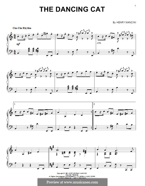 The Dancing Cat: Para Piano by Henry Mancini
