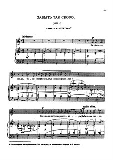 To Forget So Soon, TH 94: Para vocais e piano by Pyotr Tchaikovsky
