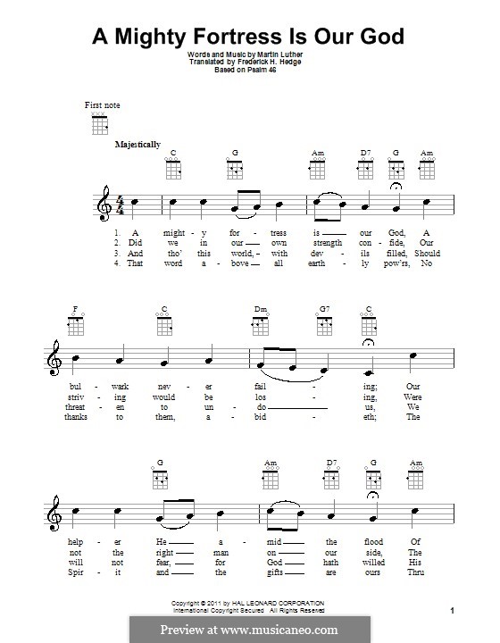 A Mighty Fortress Is Our God: para ukulele by Martin Luther