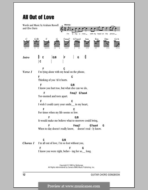 All Out of Love: Letras e Acordes (com caixa de acordes) by Clive Davis, Graham Russell