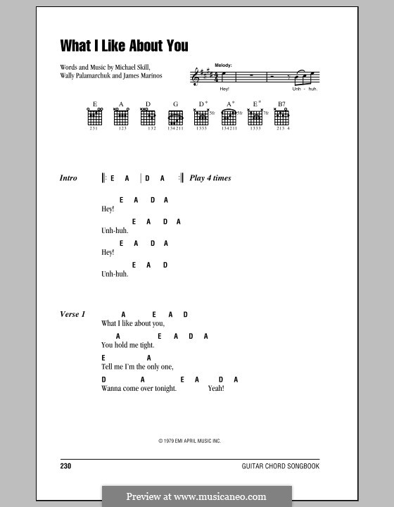 What I Like About You (The Romantics): Letras e Acordes (com caixa de acordes) by James Marinos, Michael Skill, Wally Palamarchuk