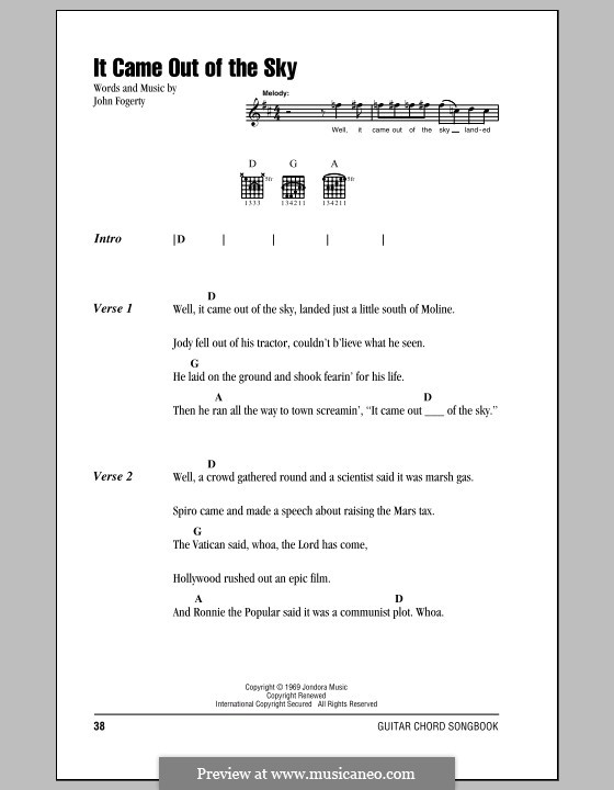 It Came Out of the Sky (Creedence Clearwater Revival): Letras e Acordes (com caixa de acordes) by John C. Fogerty