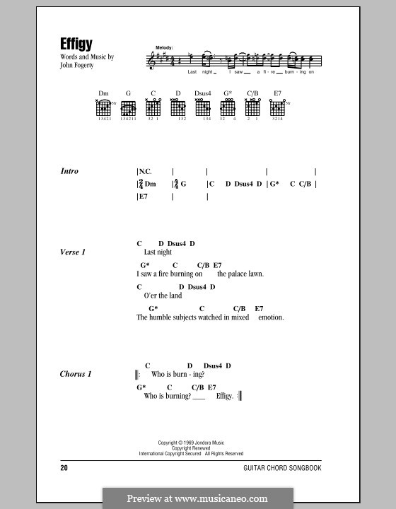 Effigy (Creedence Clearwater Revival): Letras e Acordes (com caixa de acordes) by John C. Fogerty