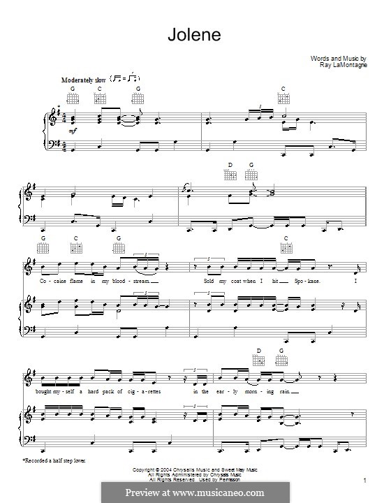 Jolene: Para vocais e piano (ou Guitarra) by Ray LaMontagne