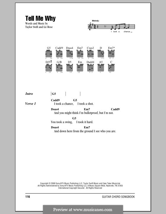 Tell Me Why (Taylor Swift): Letras e Acordes (com caixa de acordes) by Liz Rose