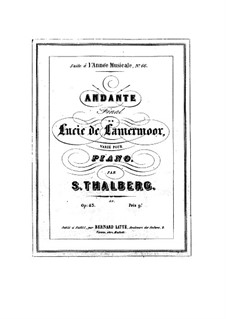 Variations on Theme from 'Lucia de Lammermoor' by Donizetti: Variations on Theme from 'Lucia de Lammermoor' by Donizetti by Sigismond Thalberg