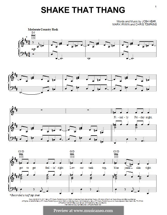 Shake That Thang (Gwyneth Paltrow): para vocais,piano ou guitarra by Chris Tompkins, Josh Kear, Mark Irwin