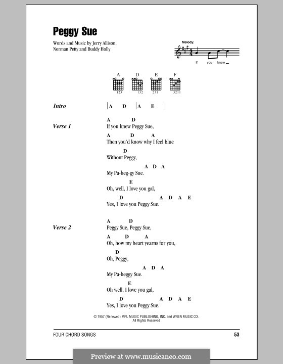Peggy Sue: Letras e Acordes by Buddy Holly, Jerry Allison, Norman Petty